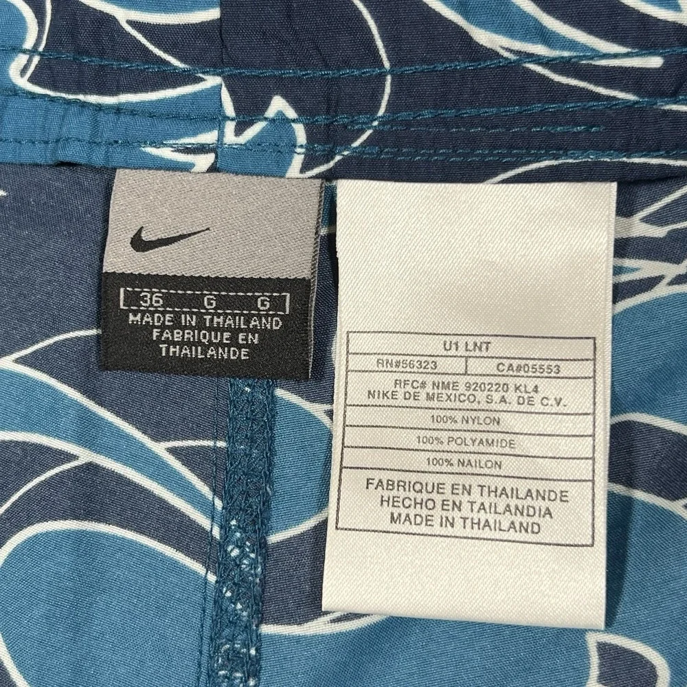 Nike Board Shorts Mens 36 Blue Swirls Vintage Y2K AOP All Over Print Swim Trunks